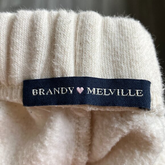 Cream Brandy Melville Wide Leg Sweatpants - Picture 3 of 4